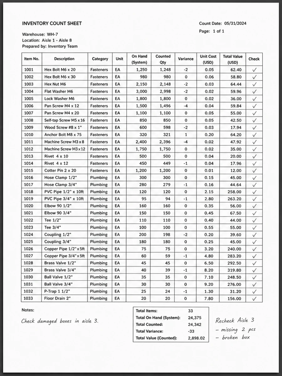 Clean a scanned table without changing layout: cleaned scanned PDF example