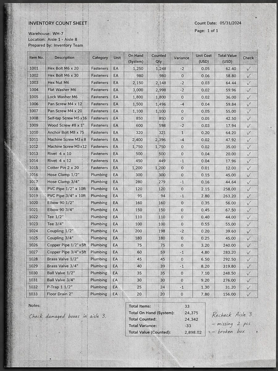 Before: Tiny numbers, grid lines, and handwritten marks are hard to read through copier haze and streaks.